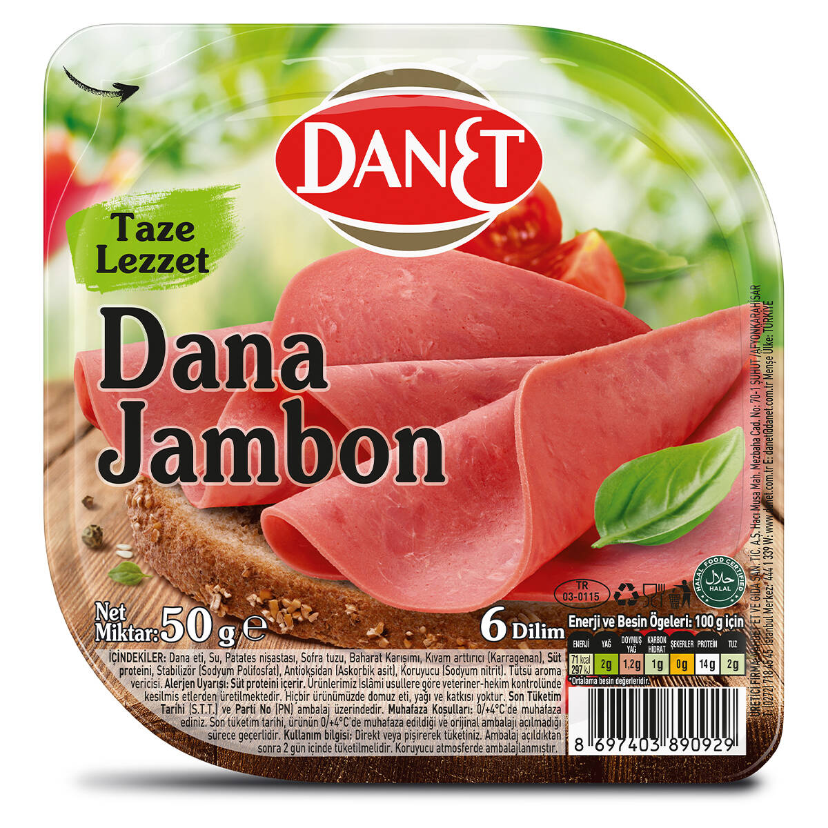 Danet Jambon 50 Gr Dana Tadimlik Dilimli *18*.