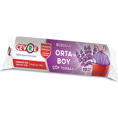 Cevre Çöp Torbası Buzgulu Orta 10'lu Lavanta