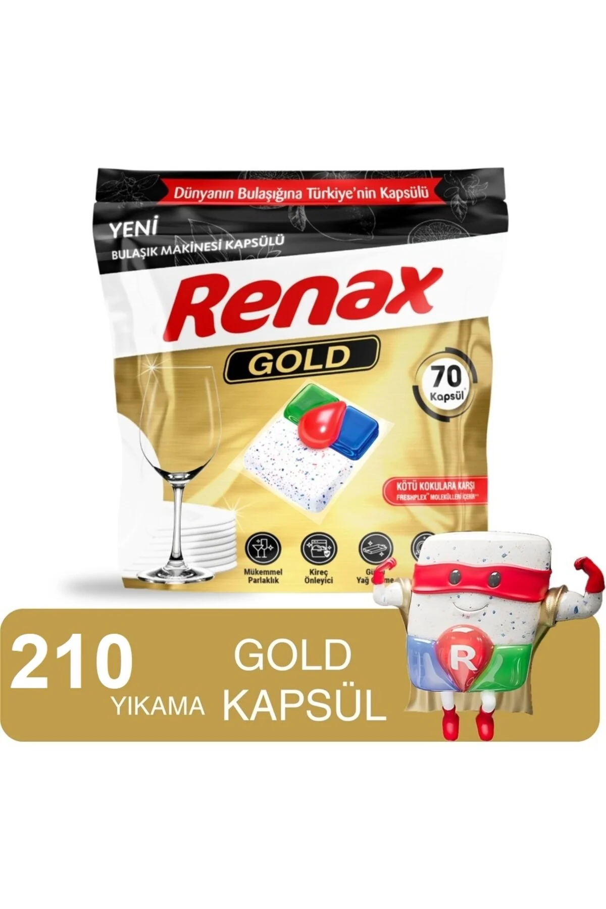 Renax Bulaşık Makınesı Kapsülü Gold 70'li