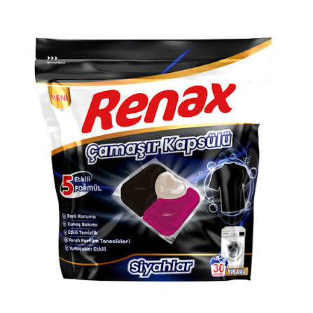 Renax Çamaşır Makınesı Kapsülü 30'lu Sıyahlar