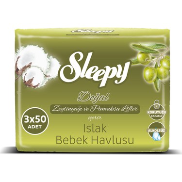 Sleepy Islak Havlu 3x50 Lı Pamuk-Zeytin