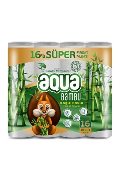 Aqua Kağıt Havlu 3 Katlı 16'lı Bambu