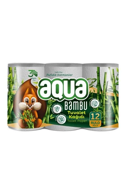 Aqua Tuvalet Kağıdı 3 Katlı 12'li Bambu