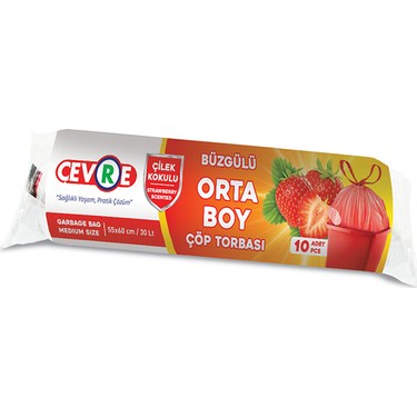 Cevre Çöp Torbası Buzgulu Orta 10'lu Çilek