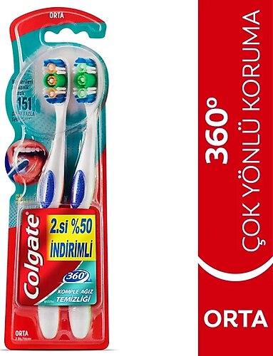 Colgate Dıs Fırcası 1+1 360 Orta Dıl Tem.