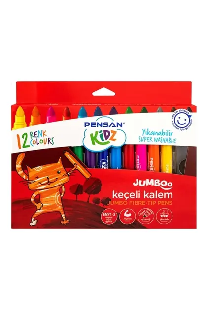 Pensan Kıdz Yıkanabılır Jumbo Keceli Kalem 12 Renk