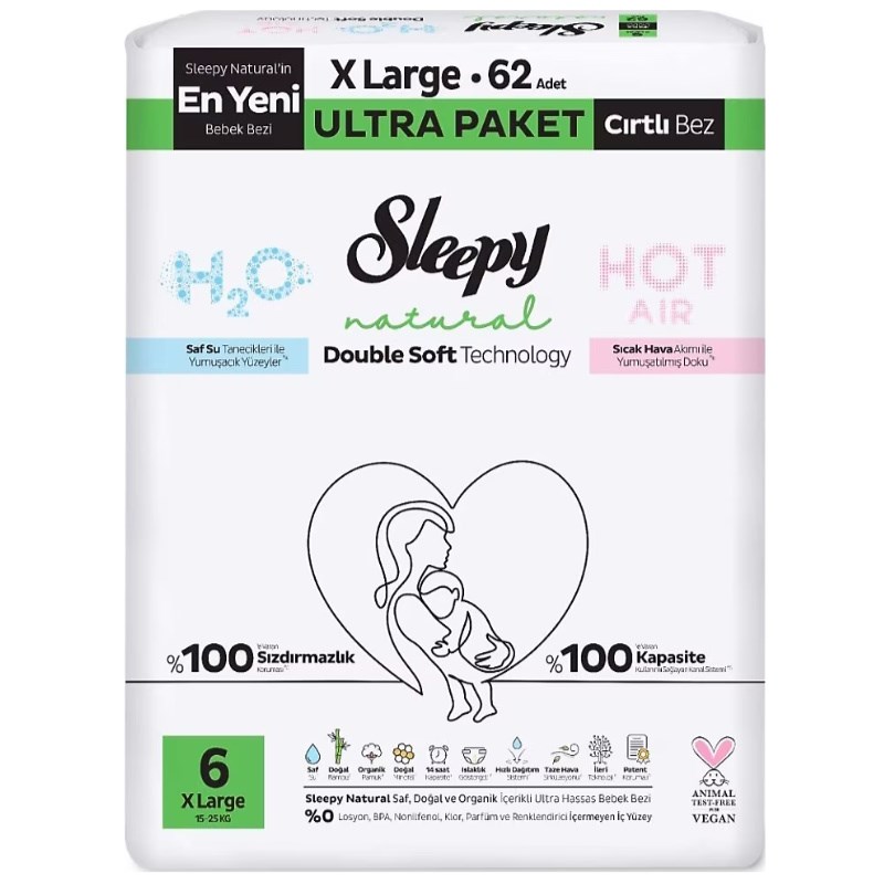 Sleepy Bebek Bezi Nat.doub.soft 62'li Xl No:6